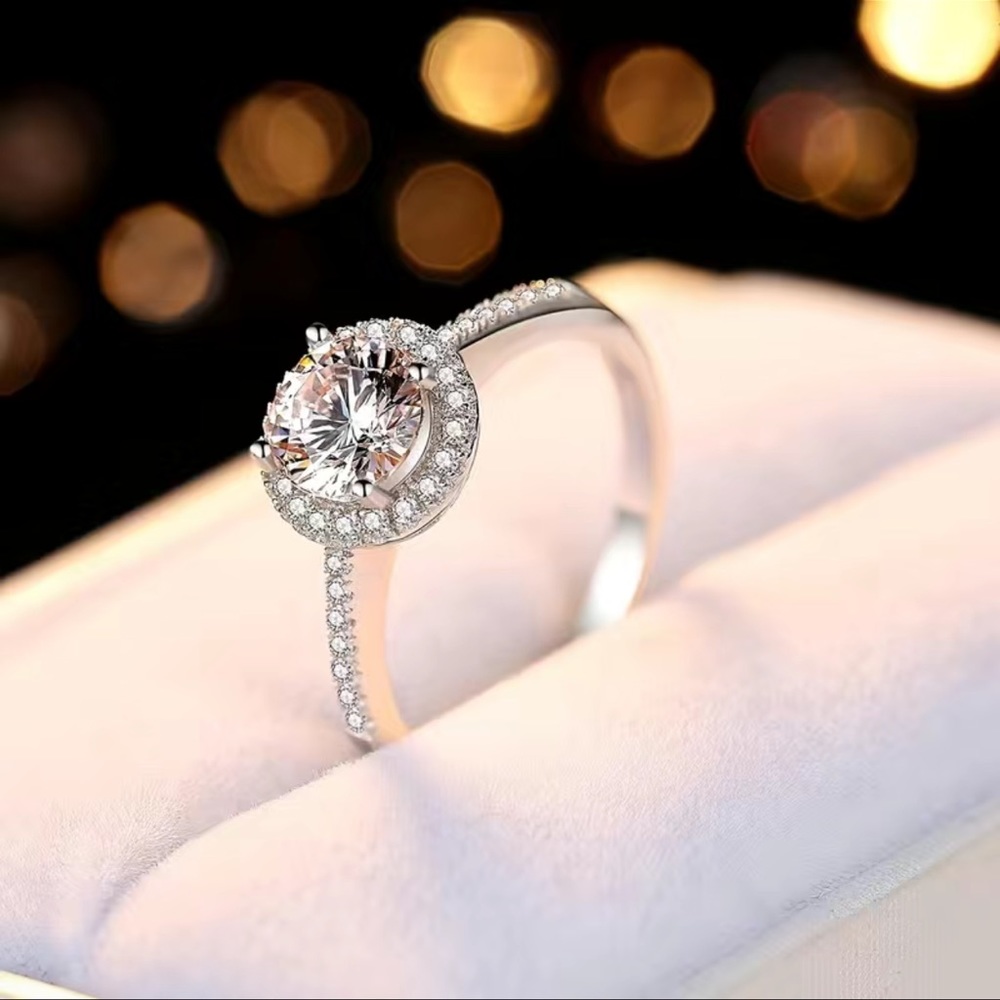 1ct moissanite 925 sterling silver ring size 8